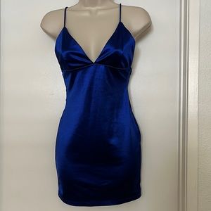 Fashion Nova royal blue satin dress size S